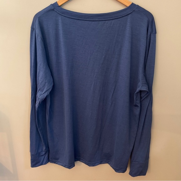 Woolx Ashlie Lounge Long Sleeve Top Merino Wool Blue Size Large - Picture 5 of 9